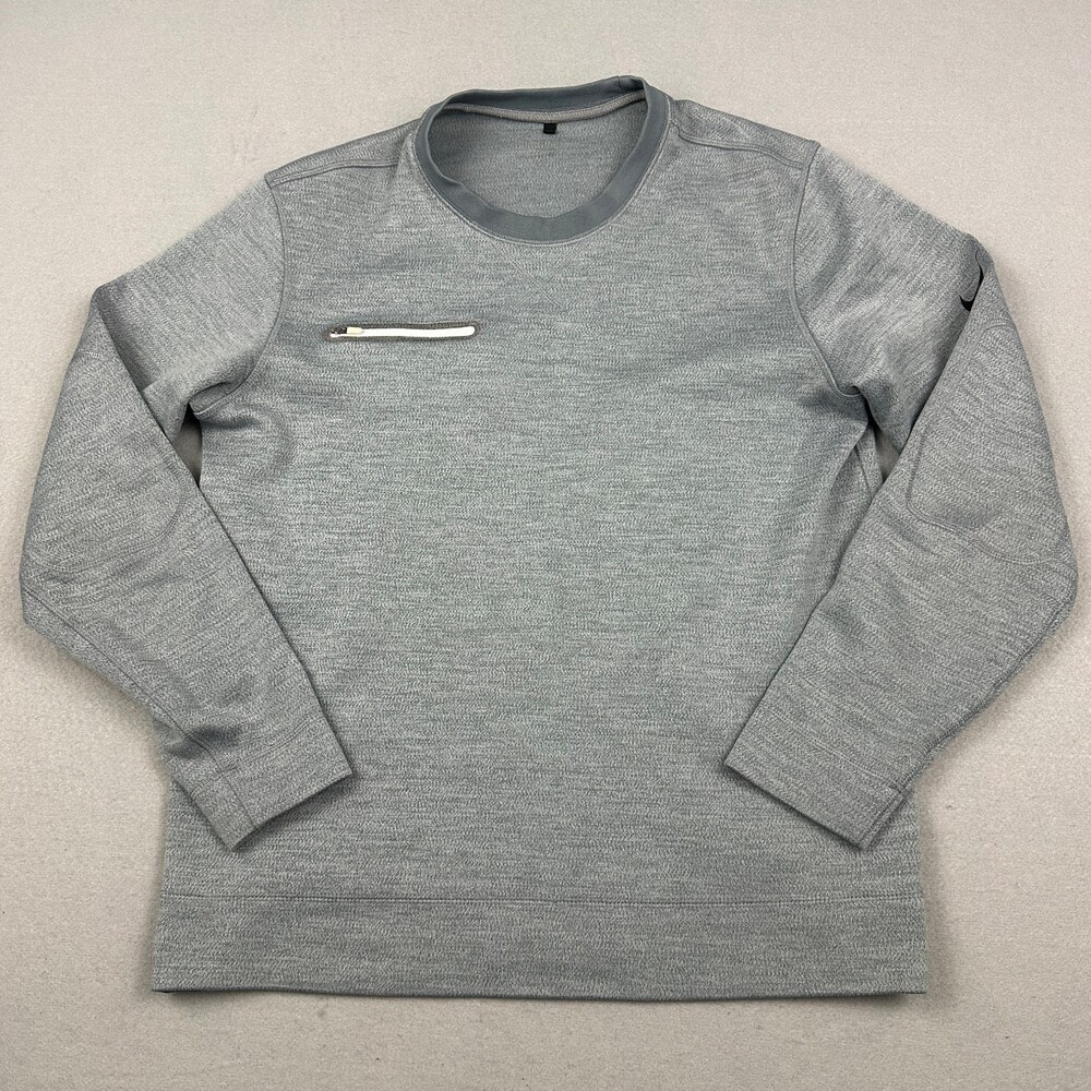 Nike Sweatshirt Men Large Gray Tech Knit Zip Pocket Pullover Training L